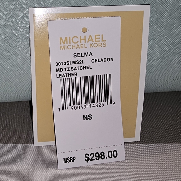 Michael Kors Selma Saffiano Leather Medium Satchel in Mint Green - Picture 7 of 7